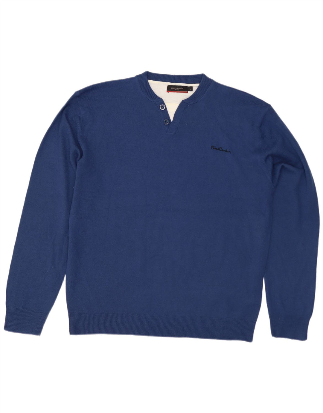 Pierre Cardin Pull col boutonné pour homme en acrylique bleu grand