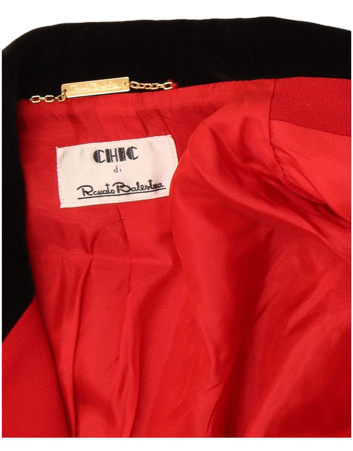 Renato Balestra Veste Blazer Chic à 3 Boutons Pour Femme IT 40 Petit Rouge Classique