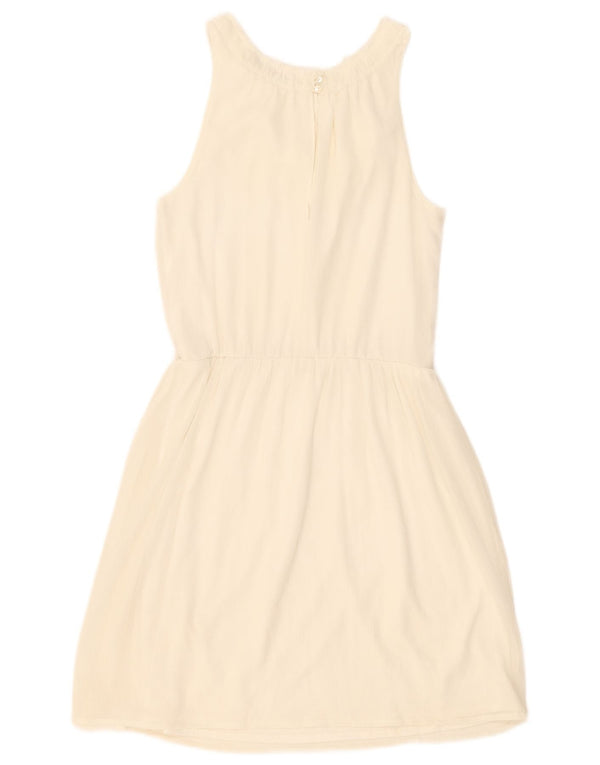 Zara Womens Trafaluc Robe trapèze sans manches UK 6 XS Blanc cassé