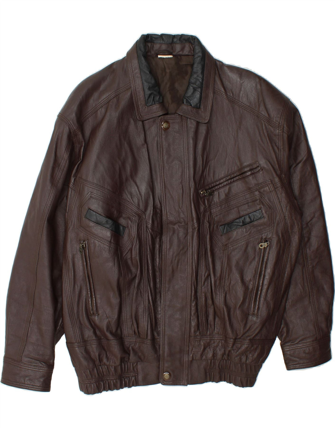 VINTAGE Mens Leather Jacket IT 50 Large Brown Leather Vintage Vintage and Second-Hand Vintage from Messina Hembry 