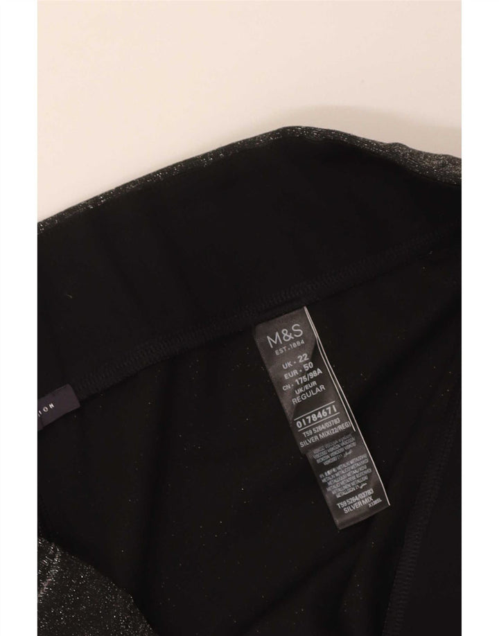 Marks & Spencer Leggings Femme UK 22 3XL Gris Moucheté Polyester
