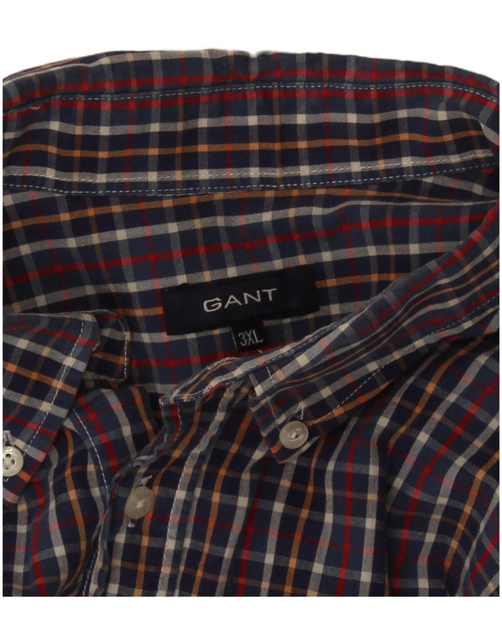 Gant Chemise à manches courtes pour hommes, coupe régulière, 3XL, à carreaux bleus