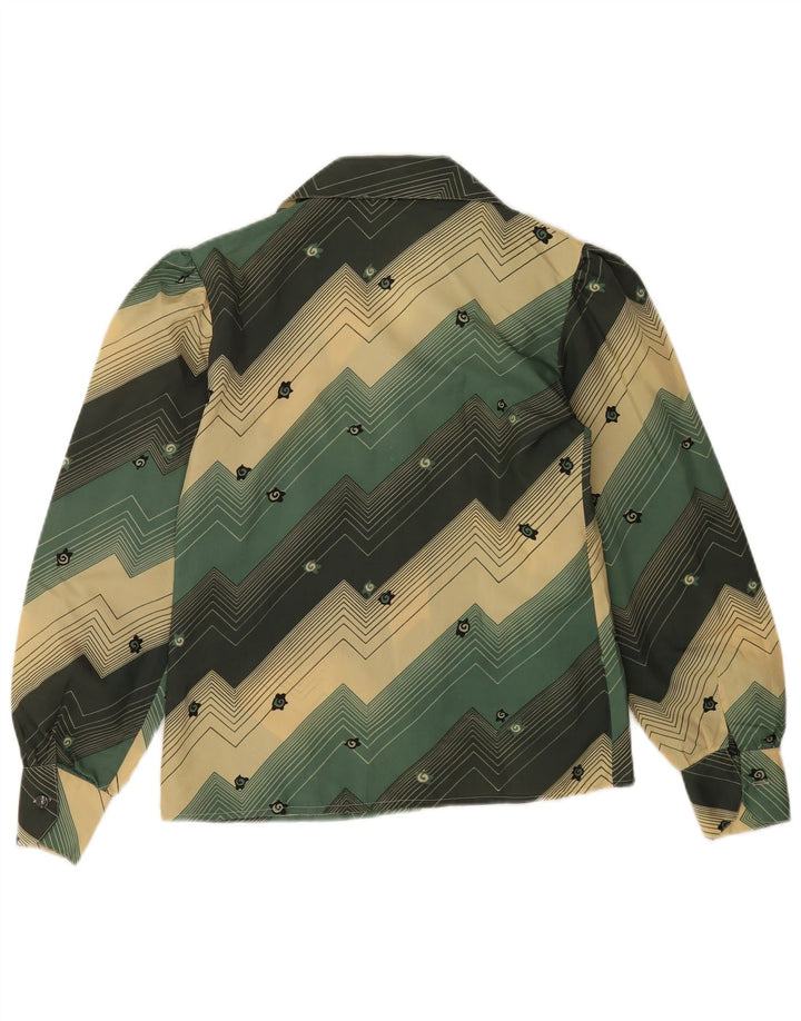vintage Femme Chemise Blouse IT 46 Grand Vert Géométrique