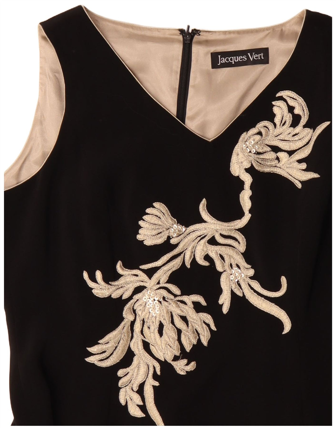 JACQUES VERT Robe longue sans manches pour femme UK 14 Large Noir Polyester