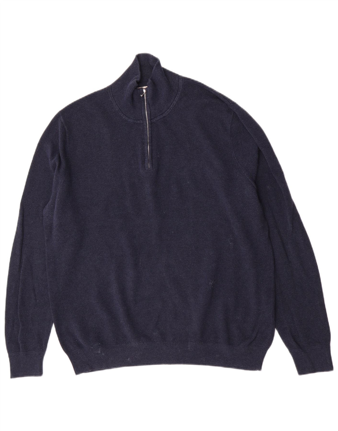 John Lewis Pull à col zippé pour homme en coton bleu marine Taille L