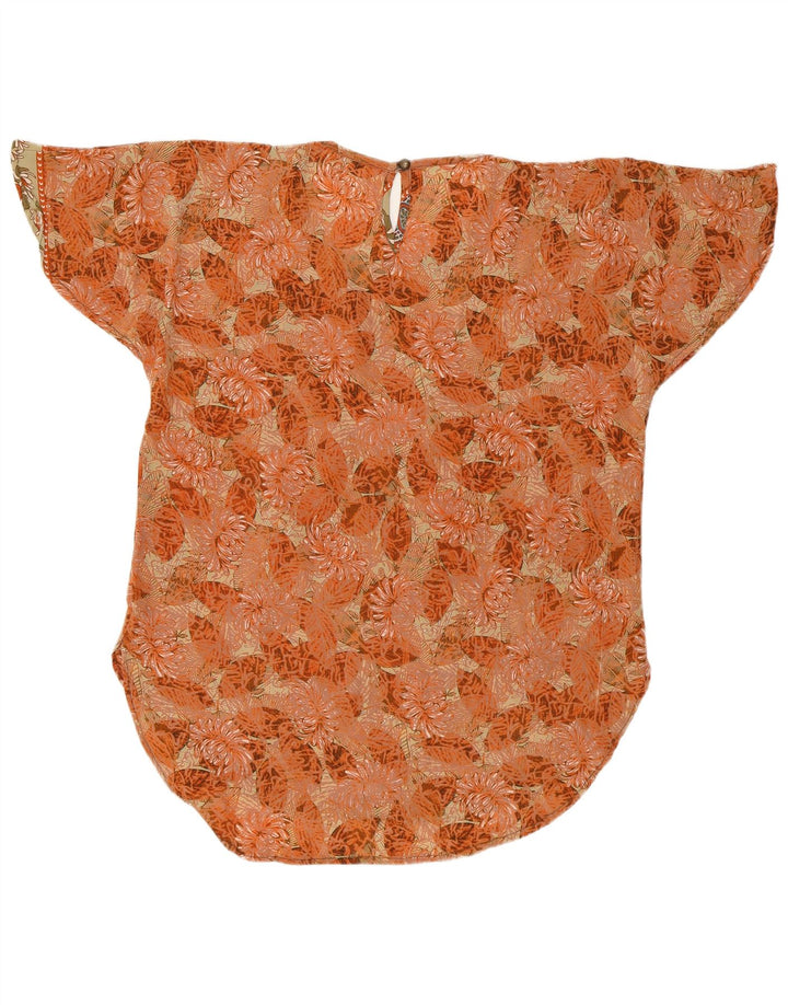 LAS MAREADAS Chemisier surdimensionné pour femme UK 10 Petite soie florale orange