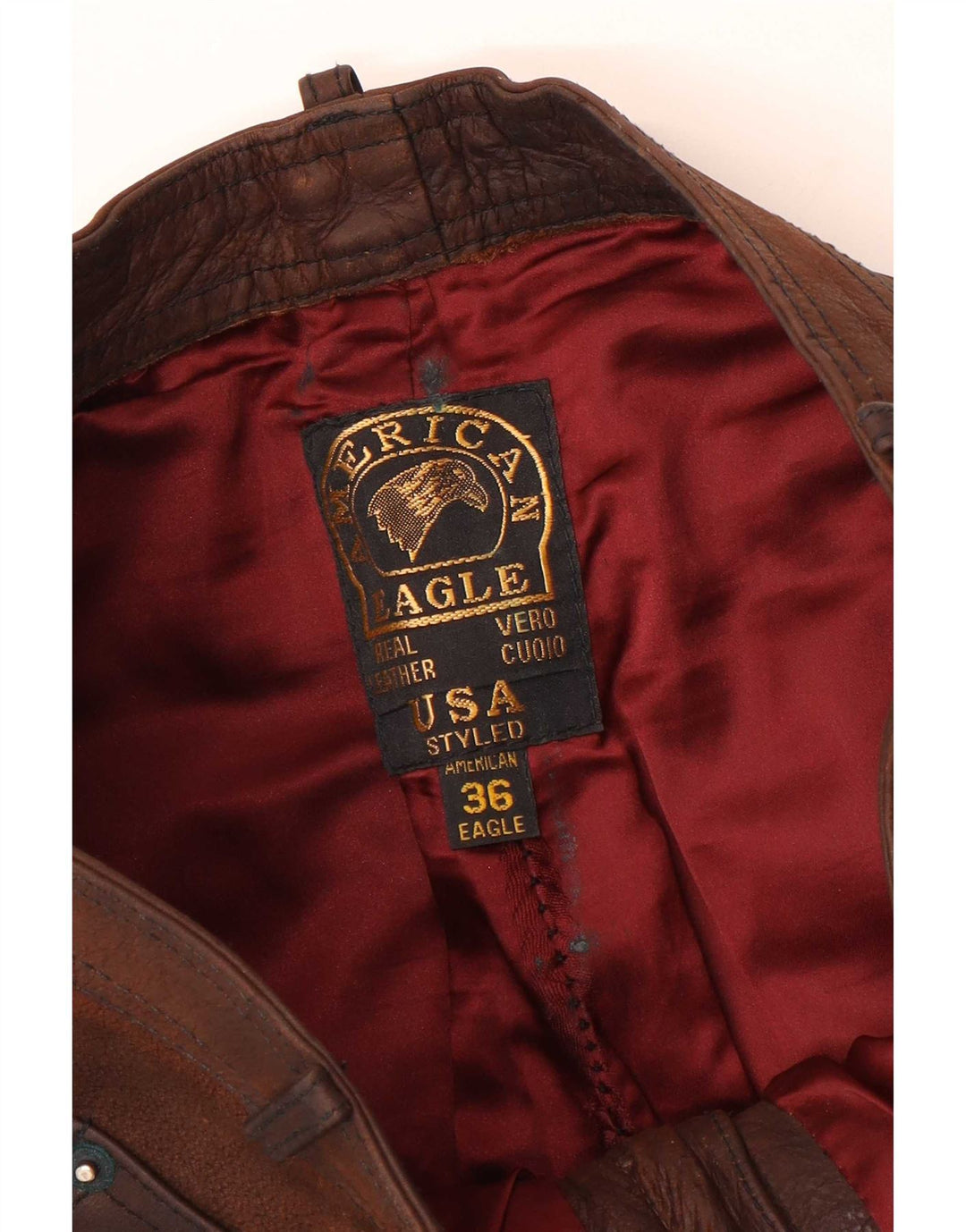 American Eagle Pantalon droit en cuir pour homme W36 L32 Marron