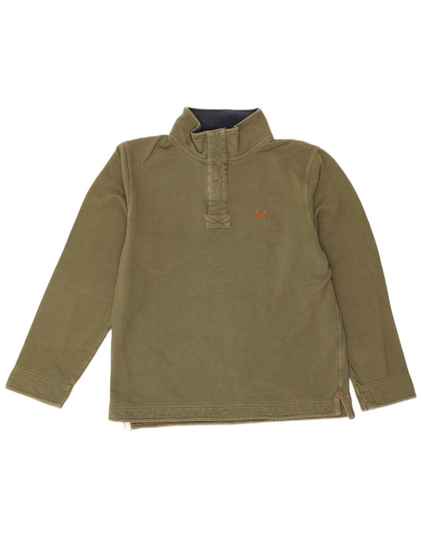 Crew Clothing Sweat-shirt à col zippé pour homme en coton kaki moyen