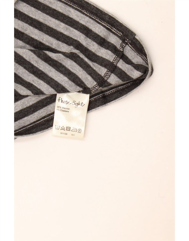 Phase Eight Haut à col rond pour femme Manches 3/4 UK 10 Petit Gris Rayé