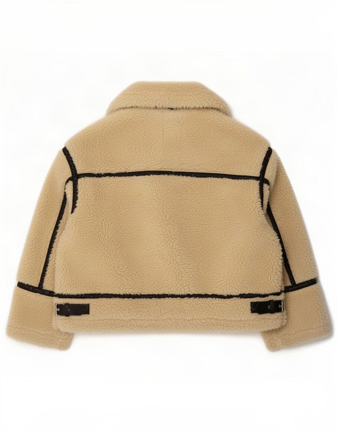 Zara Veste Sherpa surdimensionnée pour femme UK 14 Large Beige Colourblock