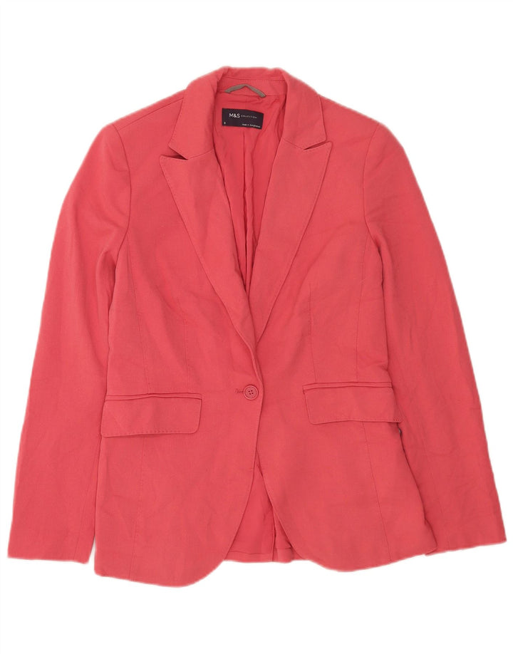 Marks & Spencer Veste blazer 1 bouton pour femme UK 8 Small Rose Polyester