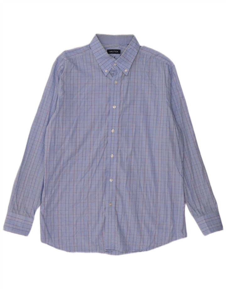 Nautica Chemise Homme Taille 16 1/2 Grand Coton à Carreaux Bleu
