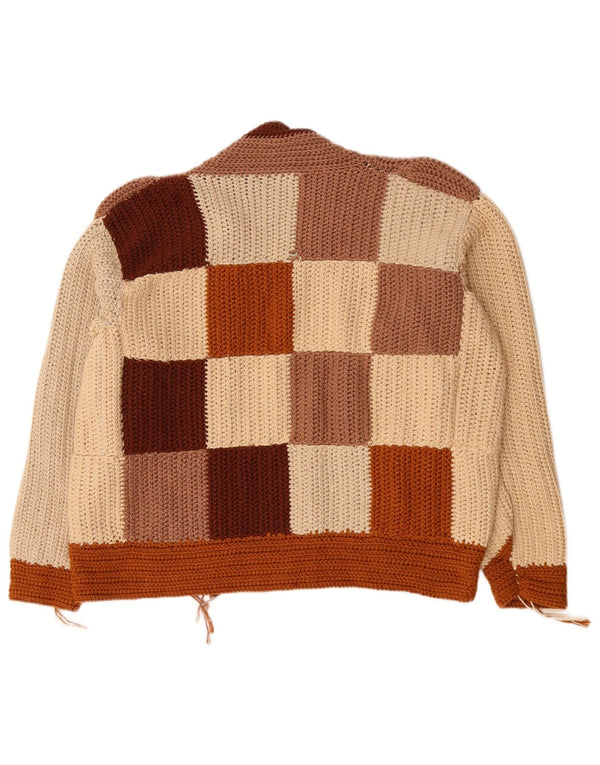 vintage Womens Open Cardigan Sweater UK 18 XL Colorblock multicolore