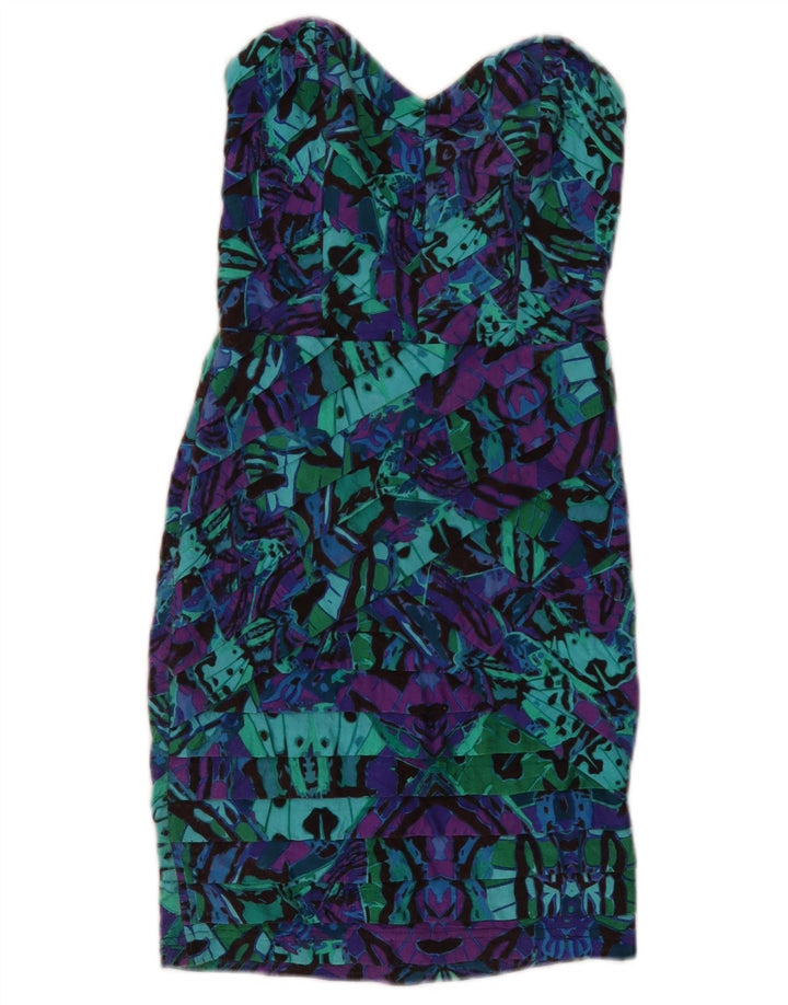 Lipsy Femme Robe Bustier UK 8 Petite Viscose Géométrique Multicolore