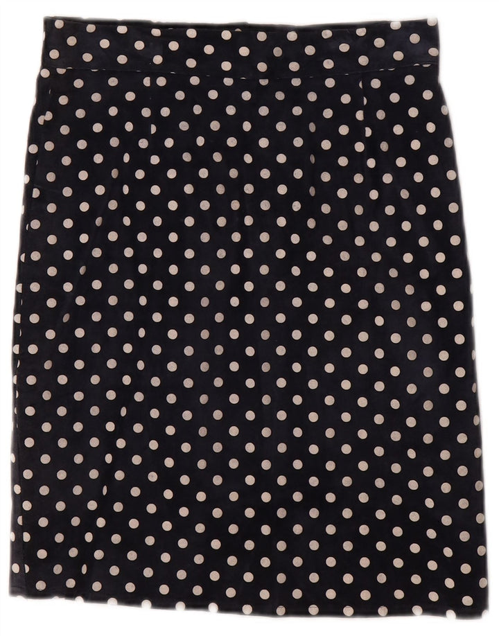 Jupe droite femme vintage W28 moyen bleu marine à pois