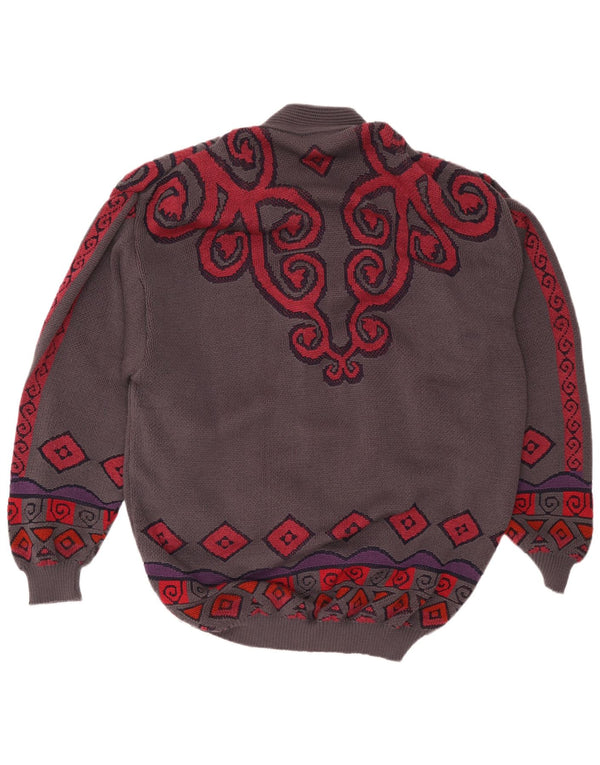 Oskar Haug Cardigan surdimensionné pour femme UK 16 Grand gris géométrique