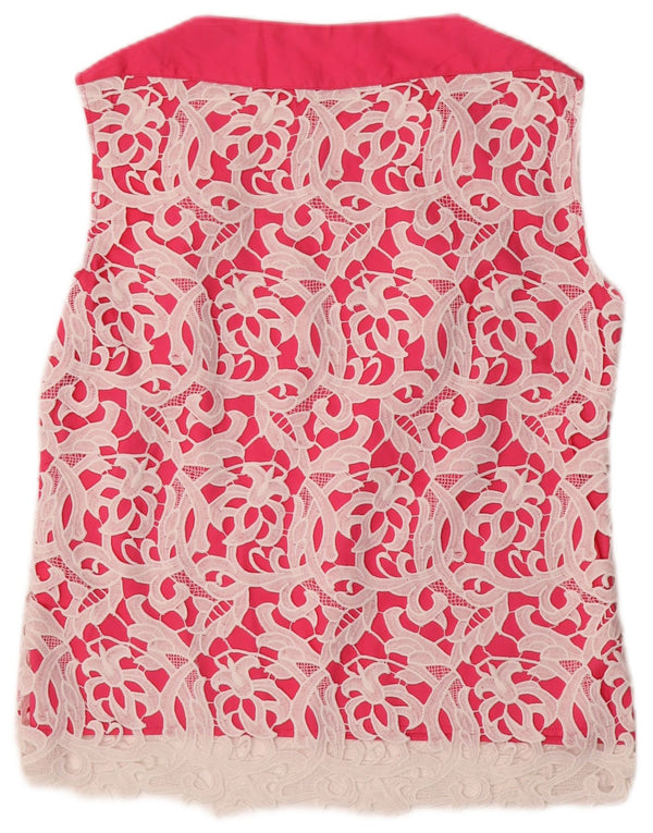 NARACAMICIE Chemisier surdimensionné sans manches pour femme UK 16 Grand motif floral rose