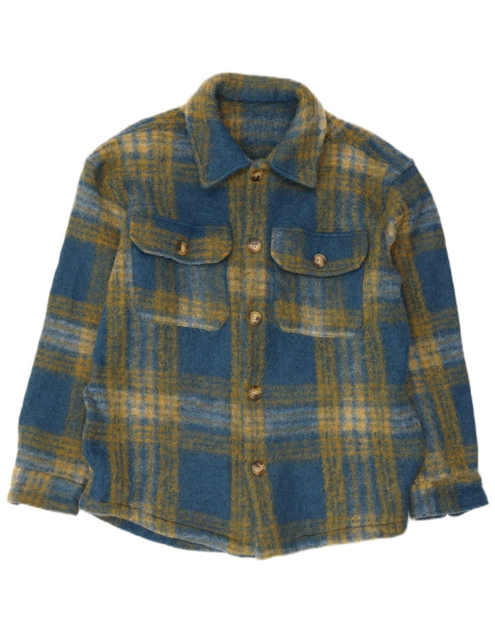 Zara Homme Surchemise Chemise En Flanelle Grand Carreau Bleu