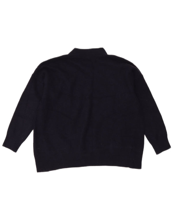 Zara Pull surdimensionné à col roulé pour femme UK 6 XS Bleu marine en laine
