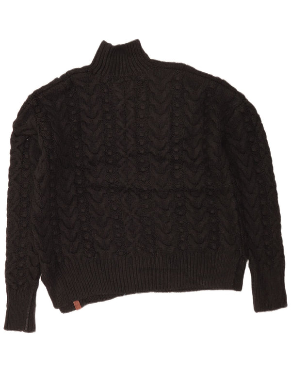 Superdry Pull surdimensionné à col roulé pour femme UK 10 Petit Noir