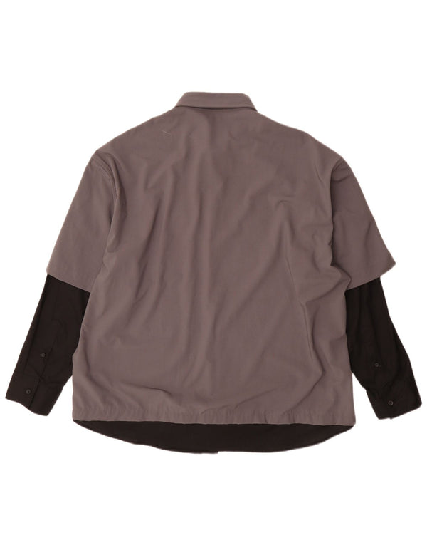 Zara Chemise Homme Large Gris Colorblock Polyester