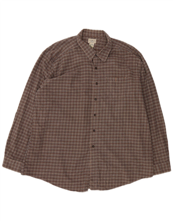 L.L.BEAN Chemise en flanelle pour homme 2XL en coton à carreaux marron