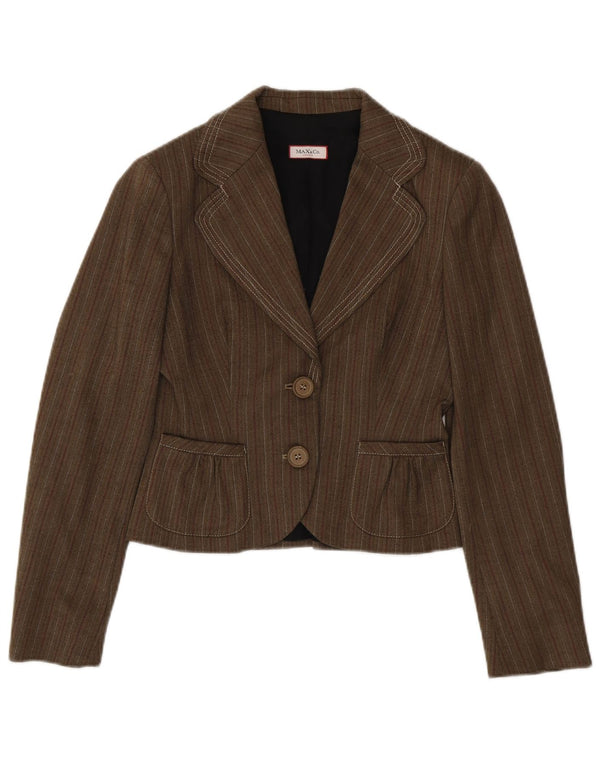 Max & Co. Womens 2 Button Blazer Jacket UK 10 Small Brown Striped