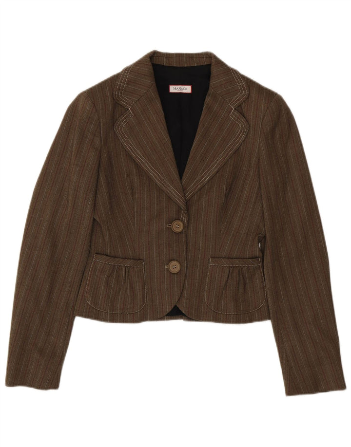 Max & Co. Veste blazer à 2 boutons pour femme UK 10 Petit marron rayé