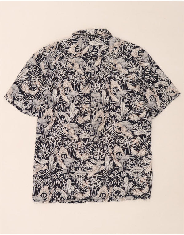 John Lewis Chemise à manches courtes pour homme Coupe régulière Petit coton floral bleu