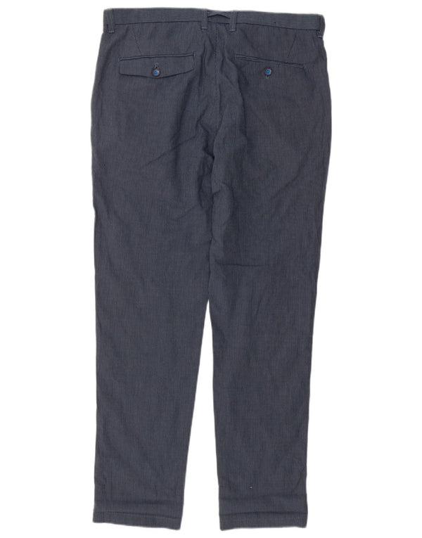 Zara Pantalon chino slim pour homme EU 40 Medium W31 L29 Bleu marine à fines rayures