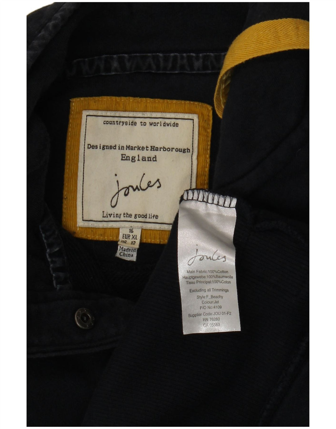 JOULES Sweat-shirt à col boutonné pour femme UK 16 Large Bleu marine en coton