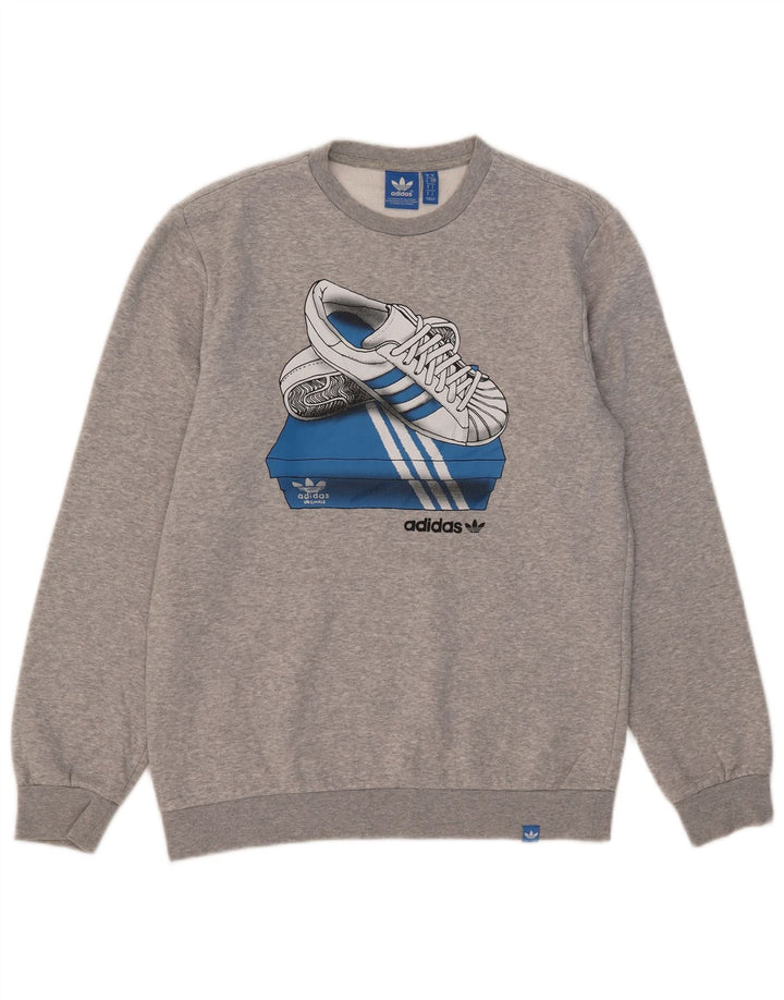 Adidas Sweat-shirt graphique pour homme Petit gris Coton