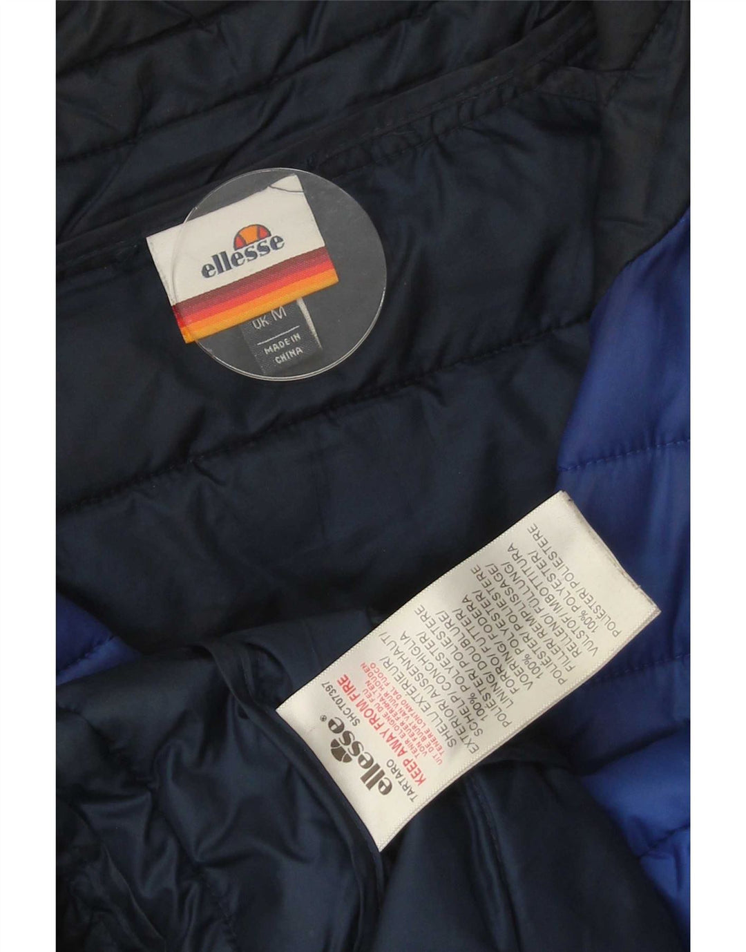 Ellesse Veste matelassée pour homme UK 38 Bleu moyen Polyester colour block
