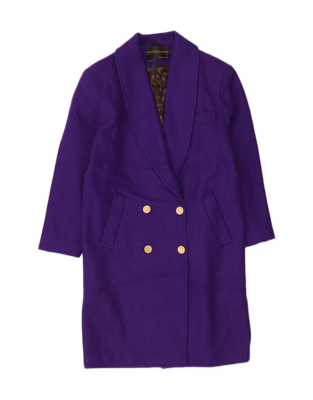 David Benjamin Manteau double boutonnage pour femme US 8 Laine violette moyenne