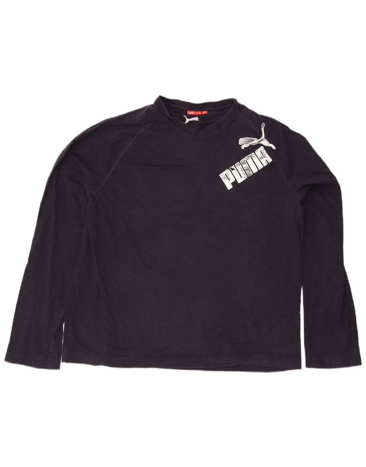 Puma Haut graphique à manches longues pour homme en coton bleu marine 2XL
