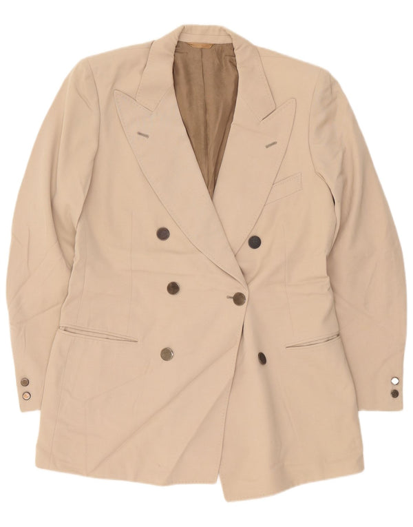 Veste Blazer Double Boutonnage Vintage Homme IT 50 Grande Laine Vierge Beige