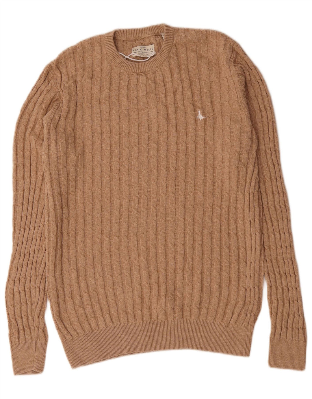 Jack Wills Pull à col rond pour homme Petit coton beige