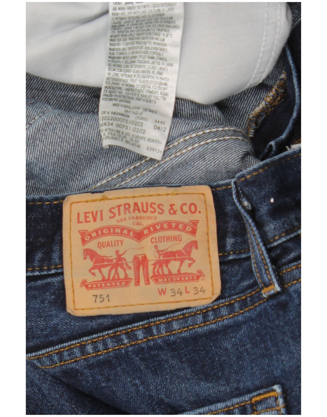 Levi's Jean Droit 751 Homme W34 L34 Bleu Marine Coton