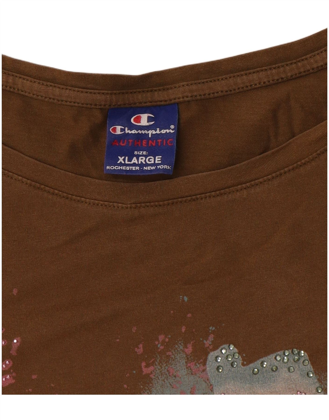 Champion T-shirt graphique surdimensionné pour femme UK 18 XL Marron