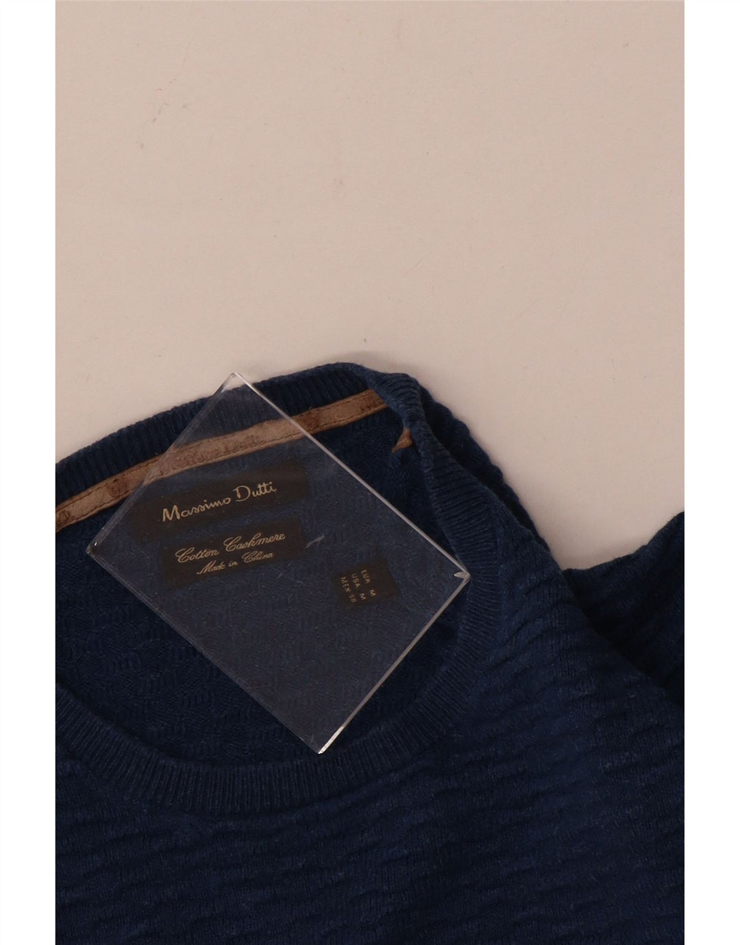 Massimo Dutti Pull col rond homme en coton bleu moyen