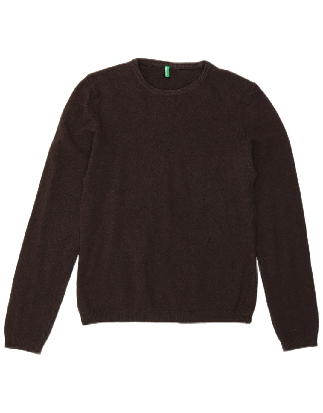 BENETTON Pull col bateau pour femme UK 12 Laine marron moyen