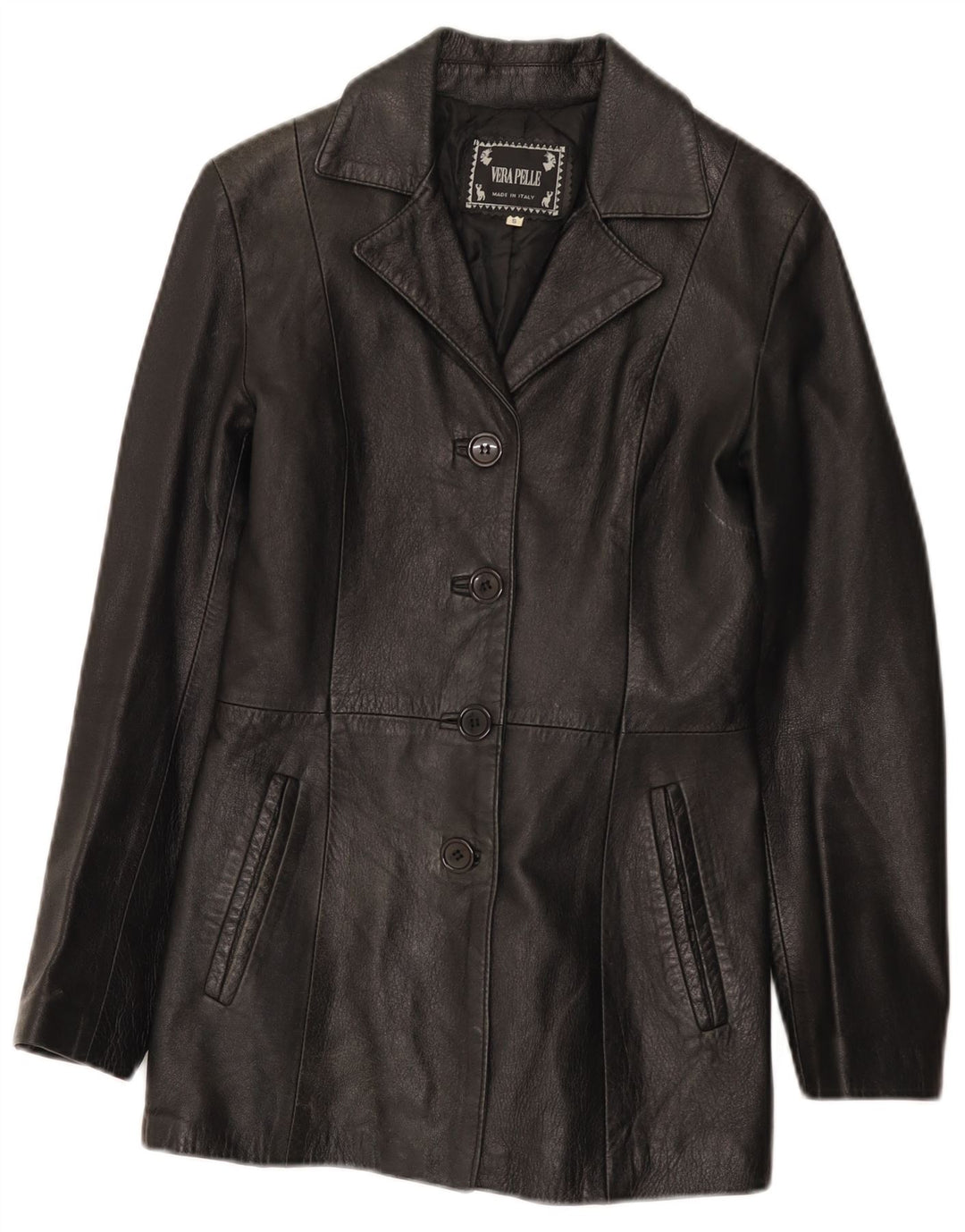 veste en cuir femme vintage UK 8 Petit cuir noir