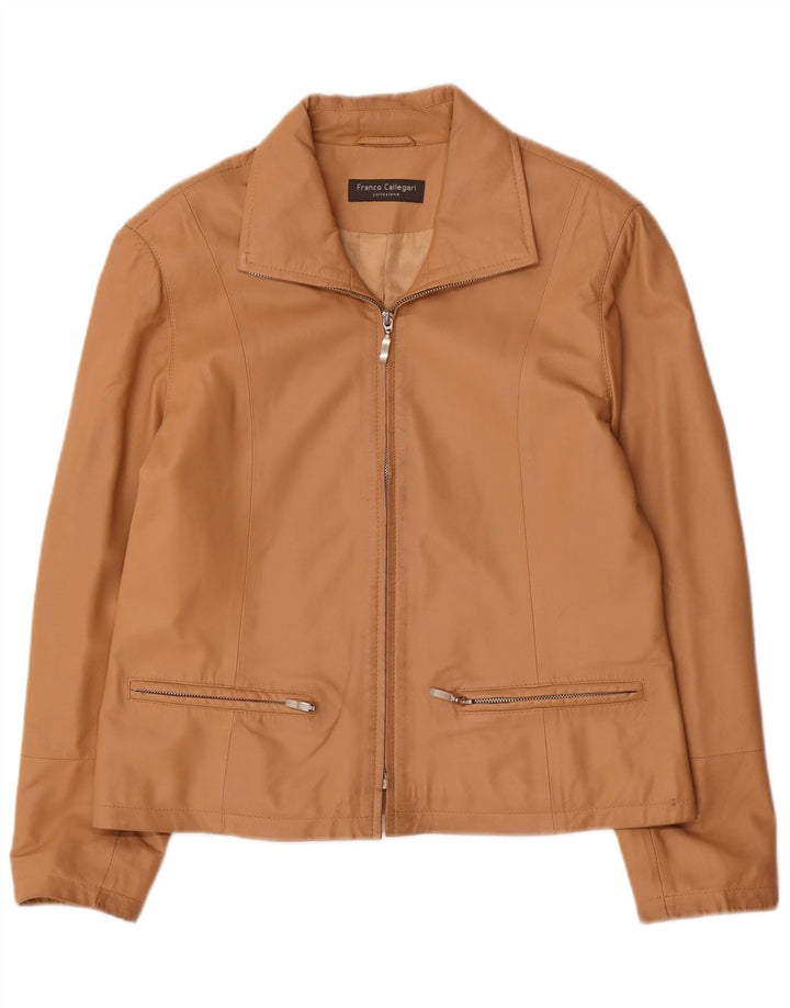 Franco Callegari Veste en cuir bomber pour femme UK 16 Grand cuir beige