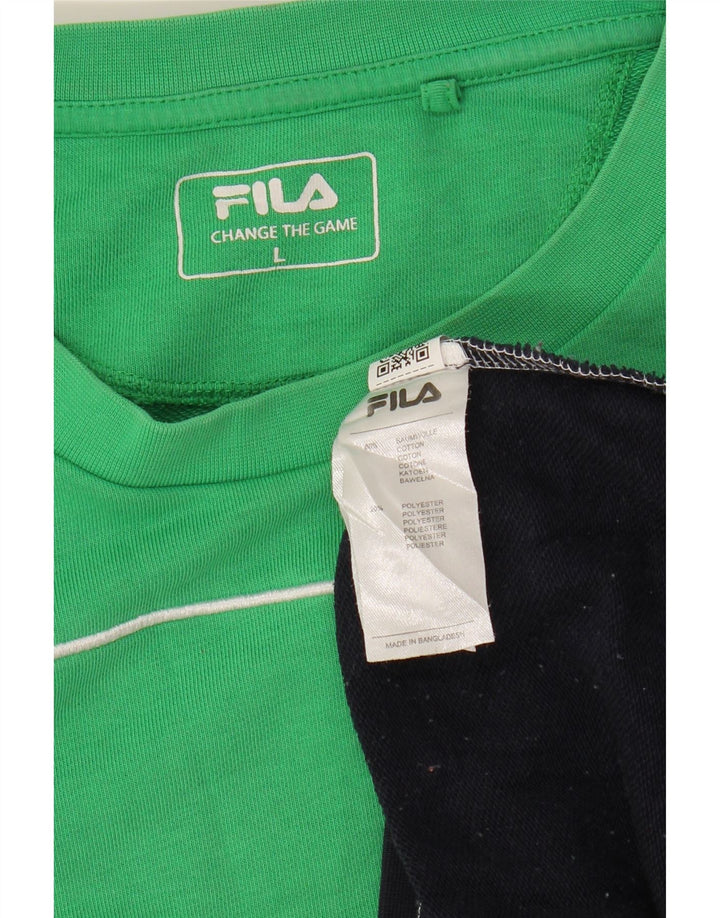 FILA Mens Graphic Sweatshirt Jumper Large White Colourblock Cotton