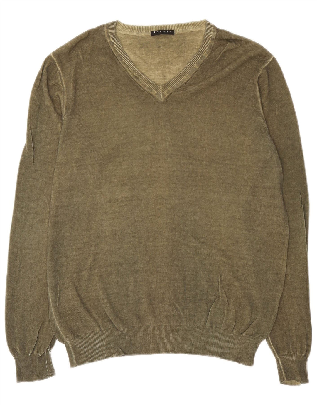 Sisley Pull Col V Pull Large Kaki Homme