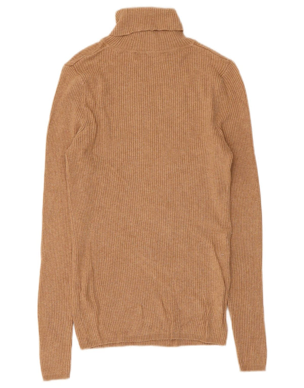 Marks & Spencer Pull col roulé pour femme UK 10 Small Marron Viscose