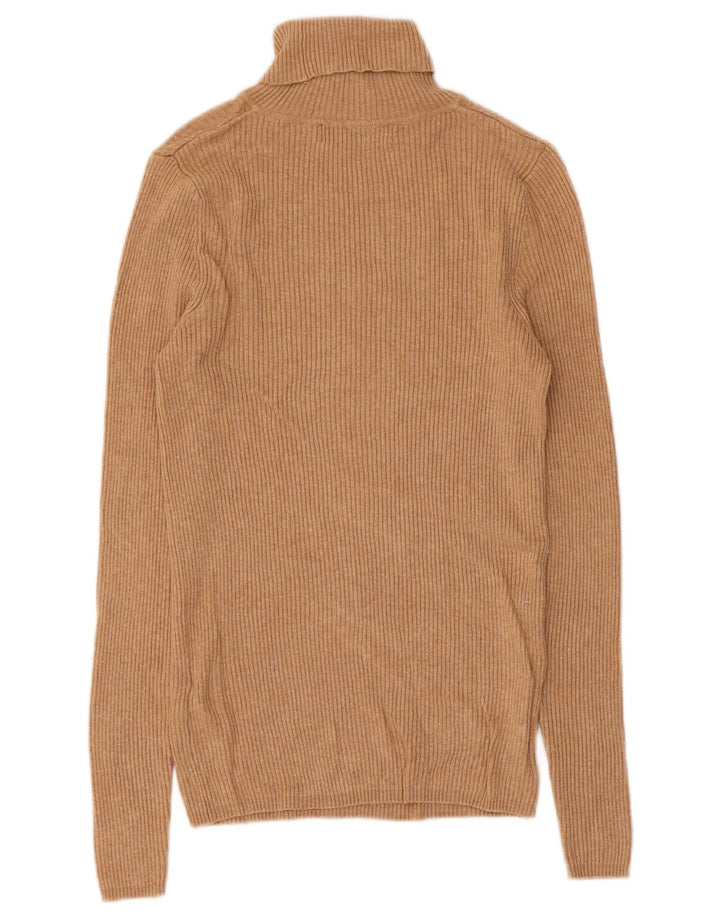 Marks & Spencer Pull col roulé pour femme UK 10 Small Marron Viscose