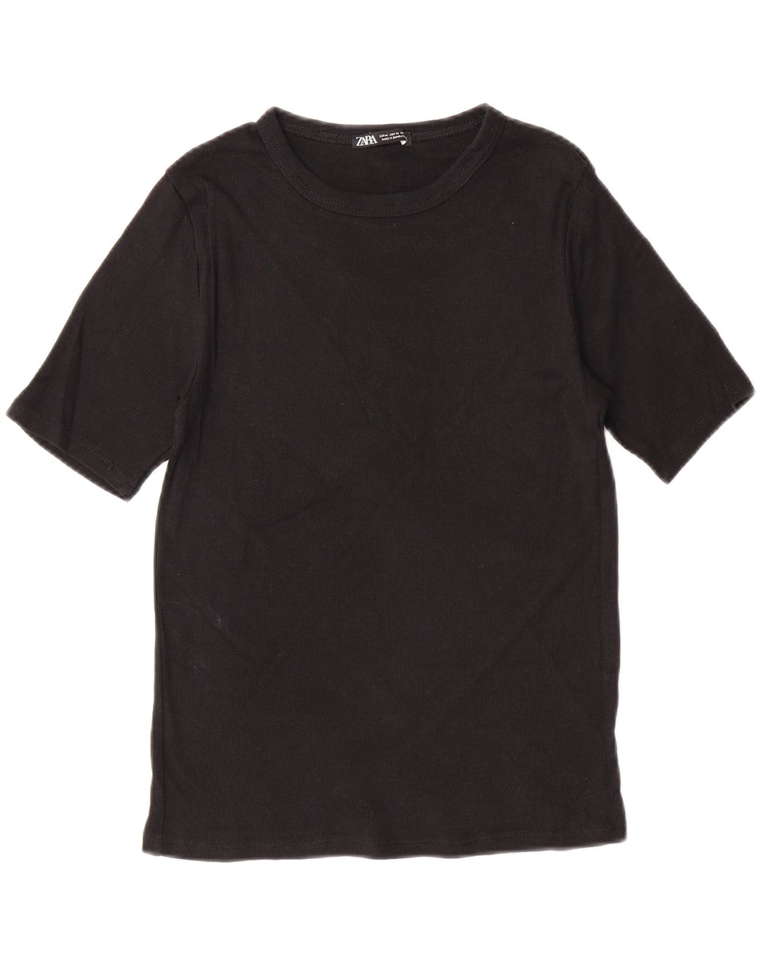 ZARA Womens T-Shirt Top UK 12 Medium Black Vintage Zara and Second-Hand Zara from Messina Hembry 