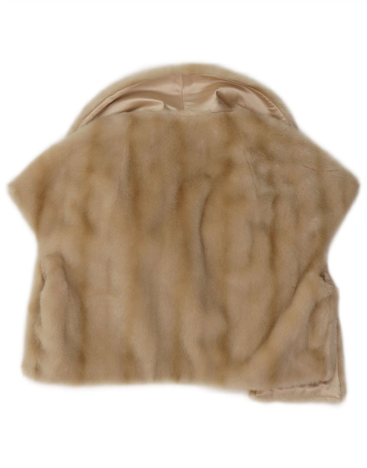 KALIKO Veste boléro sans manches en fausse fourrure pour femme UK 12 Beige moyen