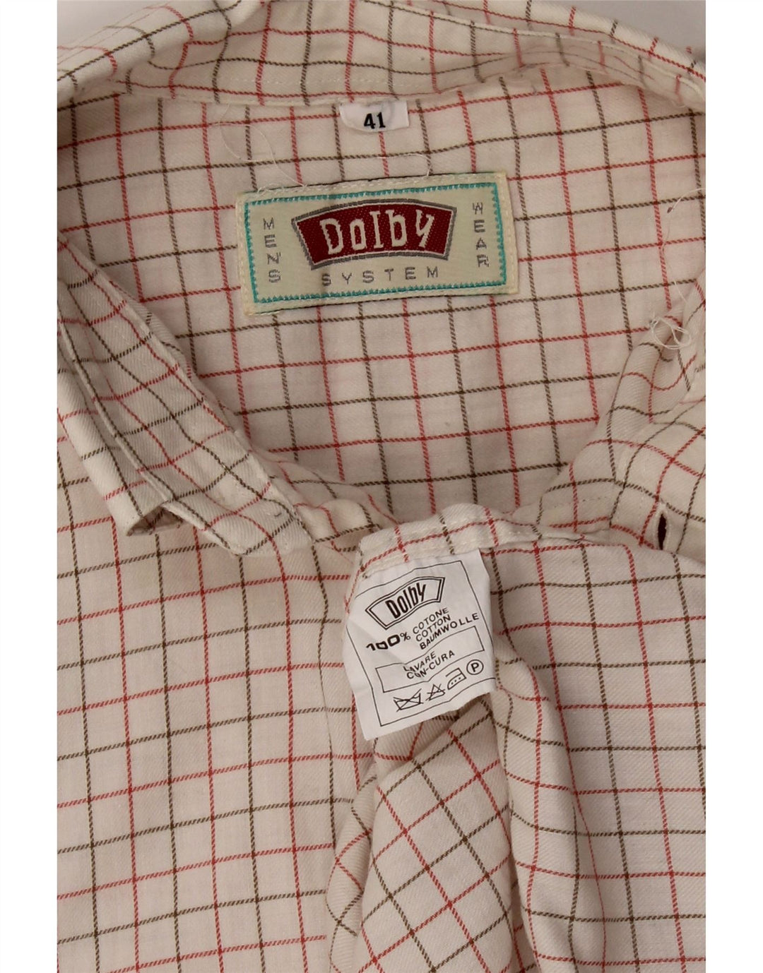 VINTAGE Chemise Homme Taille 41 Grand Coton à Carreaux Blanc